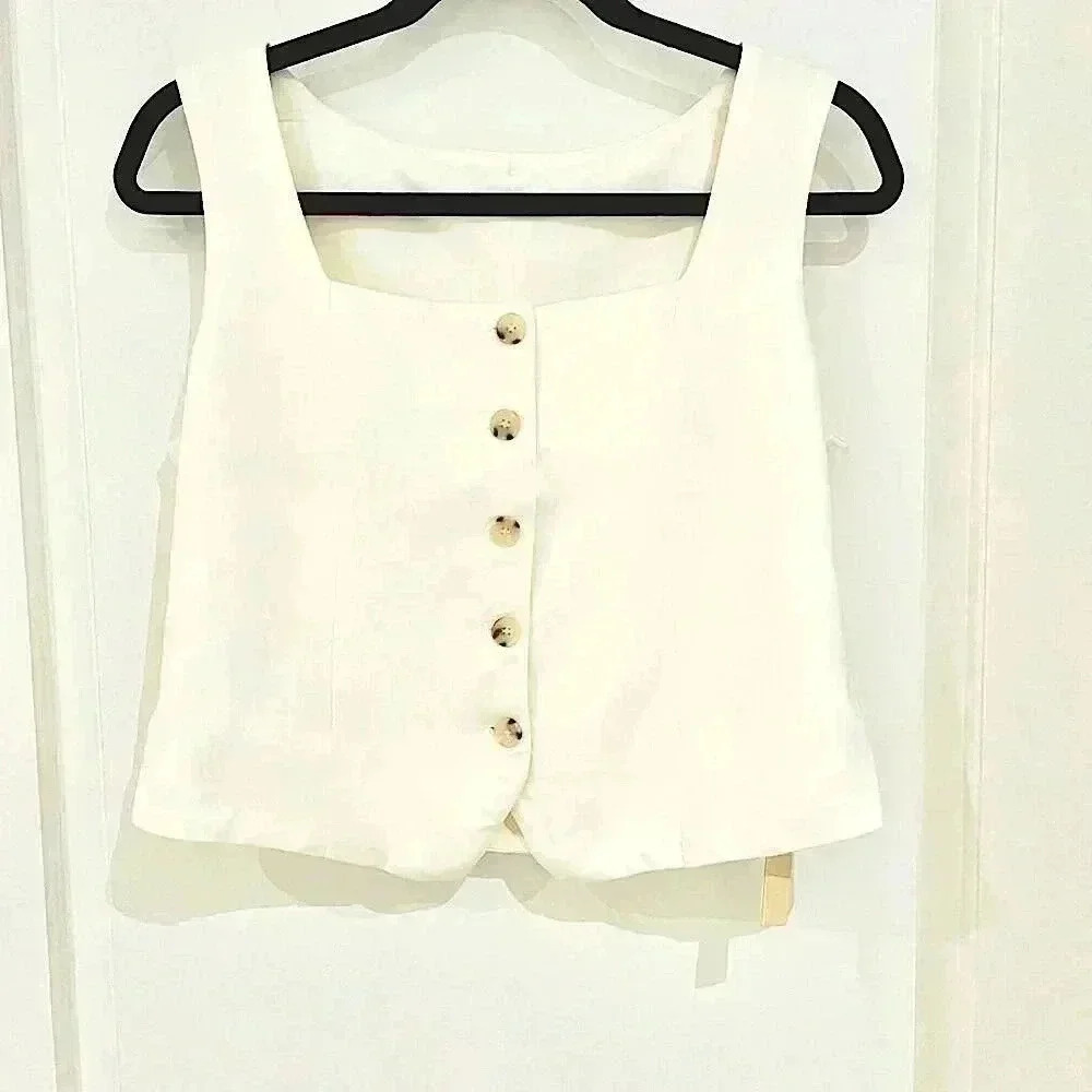 *NWOT* OGL move Square Neck Cropped vest - Size Large - White